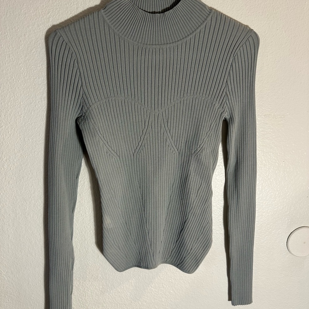 Zara Light Gray Ribbed Long Sleeve Top